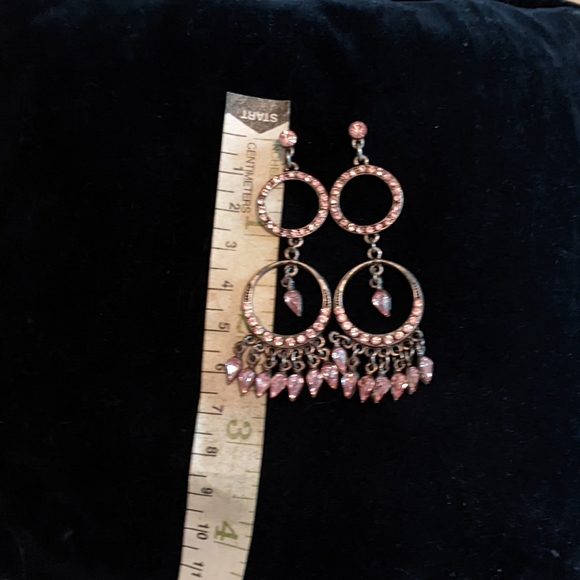 Sterling Silver / Pink  Chandelier Earrings - Picture 3 of 3